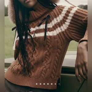 Anthropologie Maeve Turtleneck Balloon Sleeve Bow Sweater